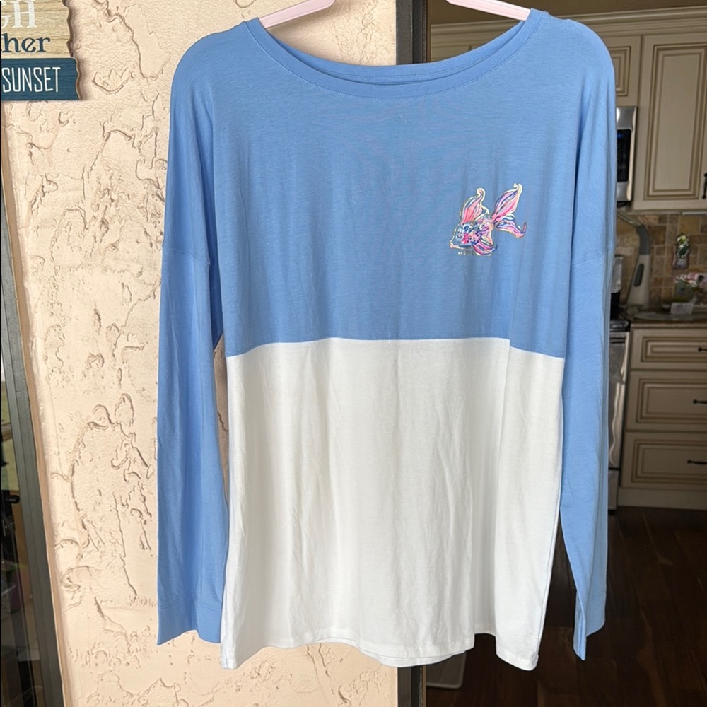 Lilly Pulitzer Sky Blue and White Long Sleeve Tee